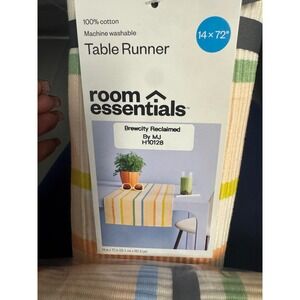 Striped Indoor Outdoor Area Rug Light‎ Peach Blue Green Yellow White